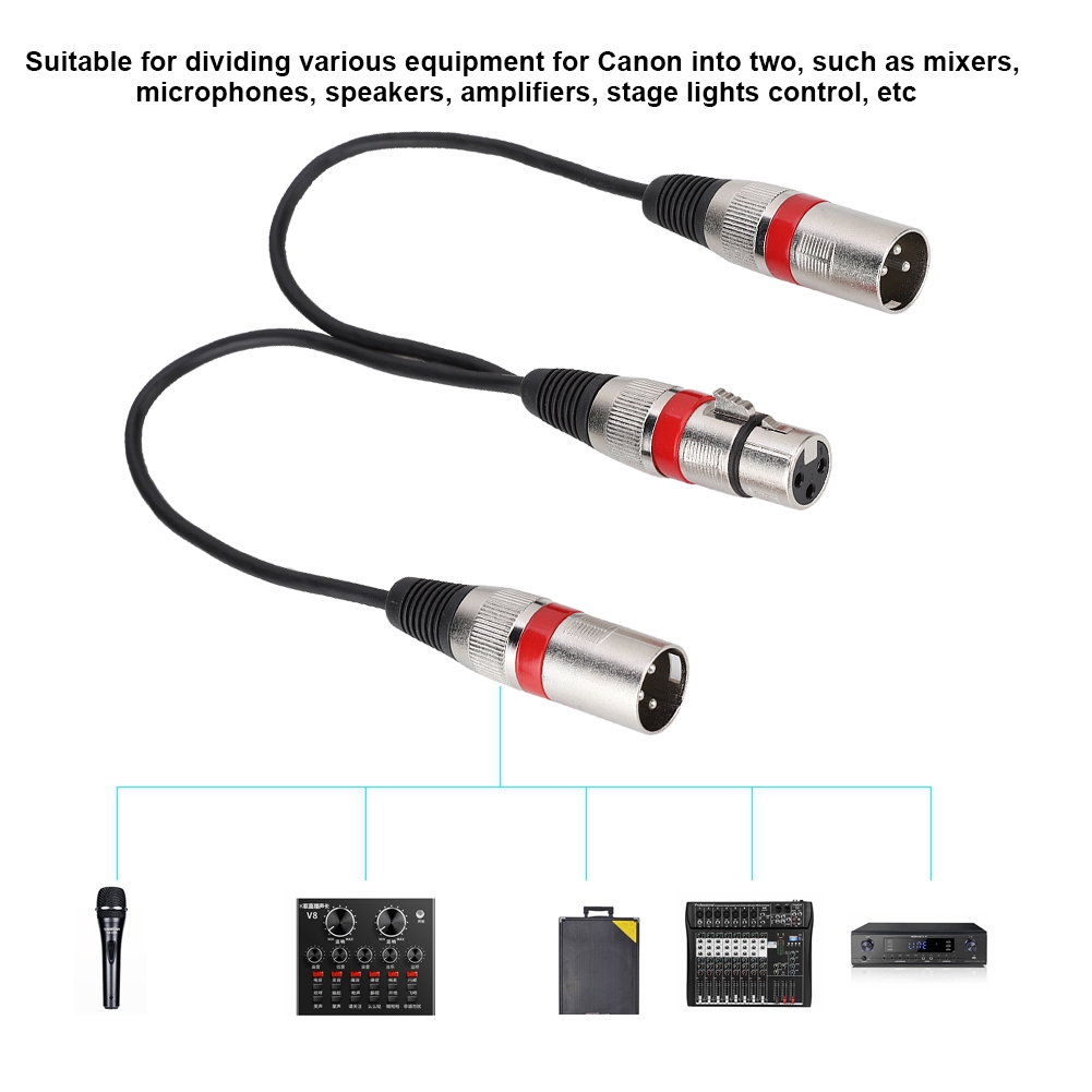 Cáp chia mic đầu cái XLR sang 2 đầu đực kích thước 30cm chuyên dụng cho Canon