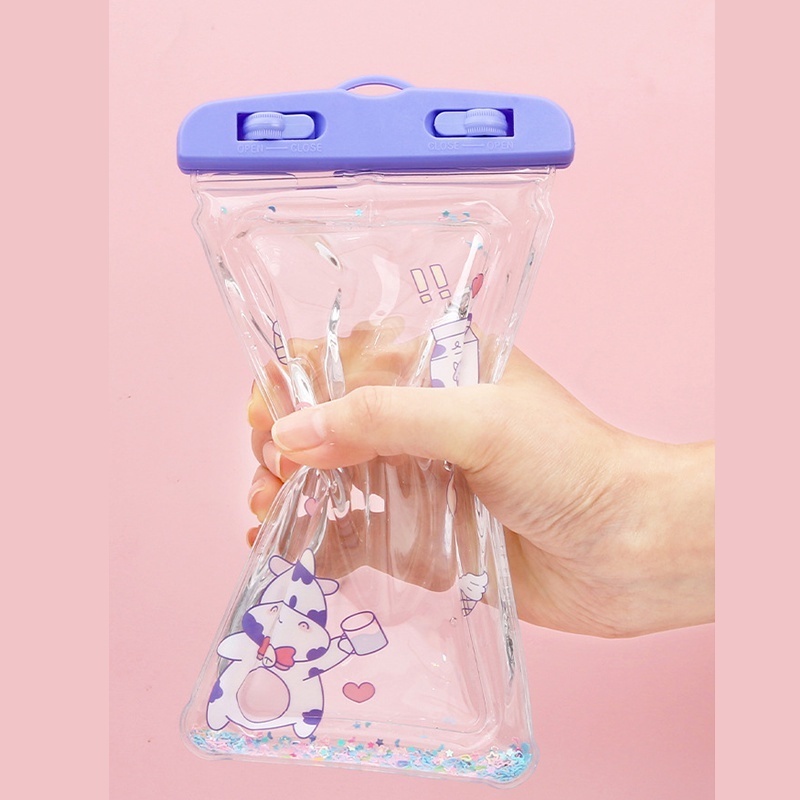 Túi Đựng Điện Thoại Trong Suốt Chống Thấm Nước In Họa Tiết Hoạt Hình Dễ Thương Có Khóa Kéo Tiện Dụng Cho Hoạt Động Bơi Lội/ Ngoài Trời