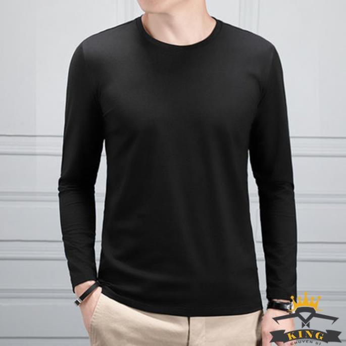 new 2021 Áo thun tay dài nam đen trắng mùa hè KING Áo phông dài tay chất cotton lạnh mặc siêu mát W01 . ⛔ ea