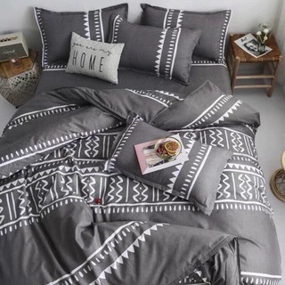 Cotton Poly Bộ Chăn Ga Gối Thổ Dân Xám