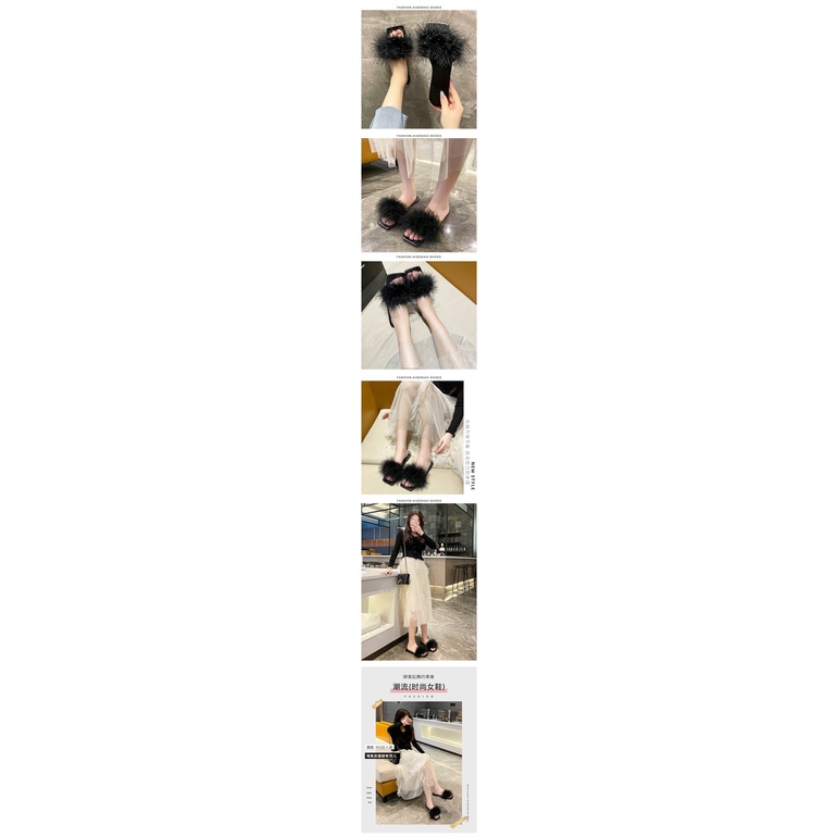 Dép Da Đế Bằng Mũi Vuông Phối Lông Nhung Nhiều Màu Sắc Thời Trang Cho Nữ Size 35-42