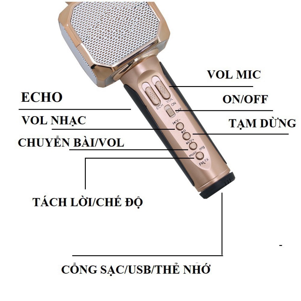 Micro không dây karaoke bluetooth JVJ SD-10, mic hát kèm loa hát siêu hay, hỗ trợ thu âm