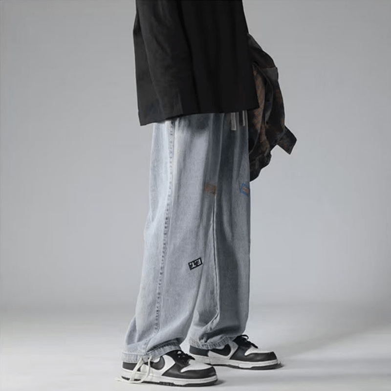 Quần denim Lưng Thun Dáng Rộng Phong Cách Thời Trang Hàn Quốc Cho Nam Giới Size S-3XL