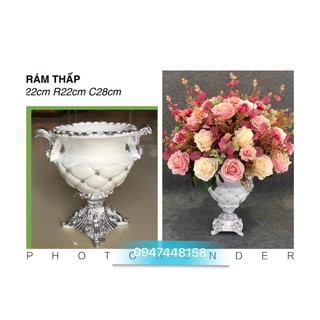 Bình hoa composite dáng trám thấp ( trắng ) cao 28cm