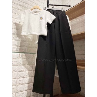 Set áo crt hoa cúc + quần âu suông