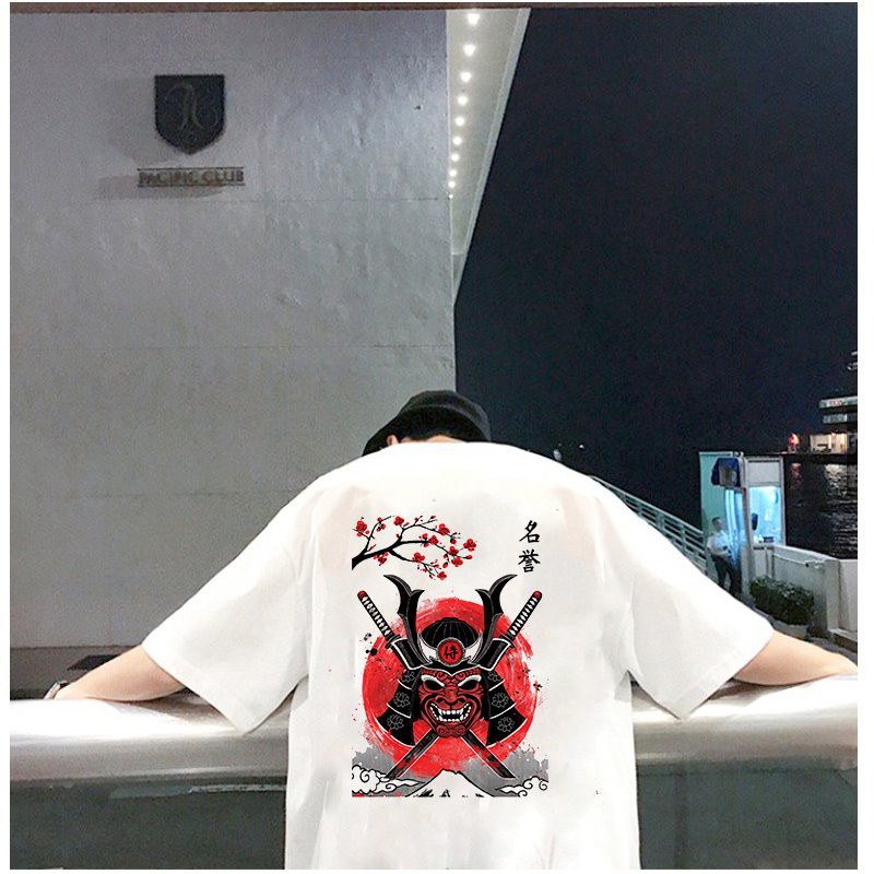 Áo thun tay lỡ nam họa tiết samurai form rộng vải dày mịn 2020T2619