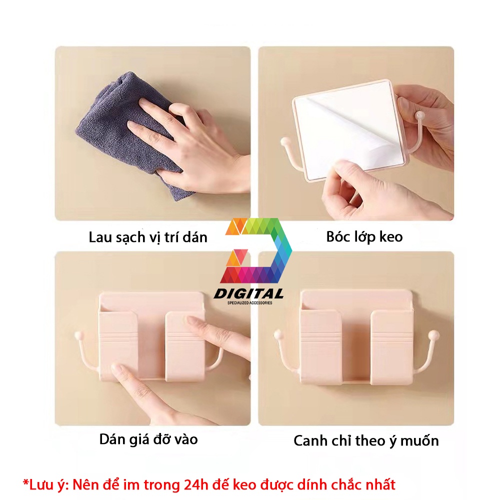 Giá Đỡ Điện Thoại Dán Tường Có Móc Treo Phụ Kiện