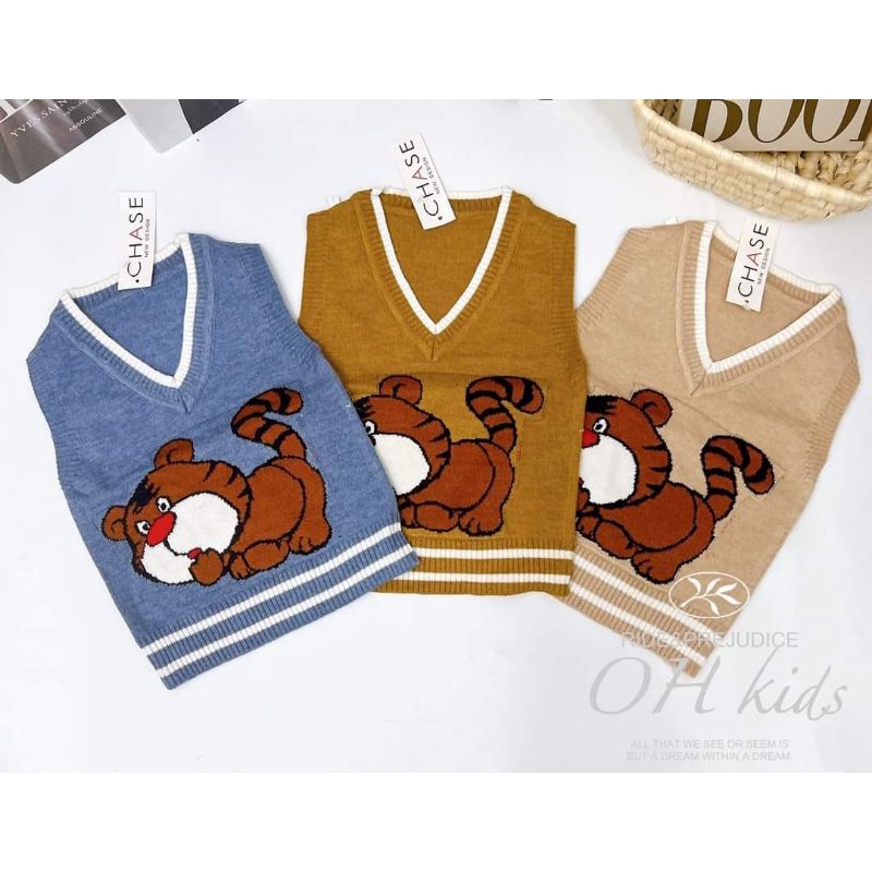Áo gile len mịn Quảng châu chú Cừu cho bé trai 8-16kg