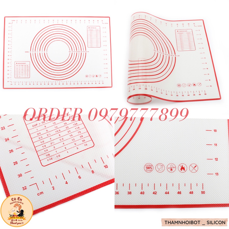 Thảm Nhào Bột Làm Bánh Bằng Silicon Dày Dặn Không Dính Mềm Mại