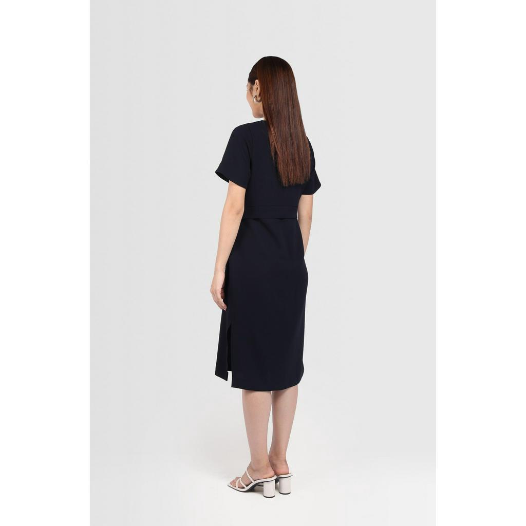 Đầm Suông Thắt Eo E.studio Lụa Cát (*Navy)