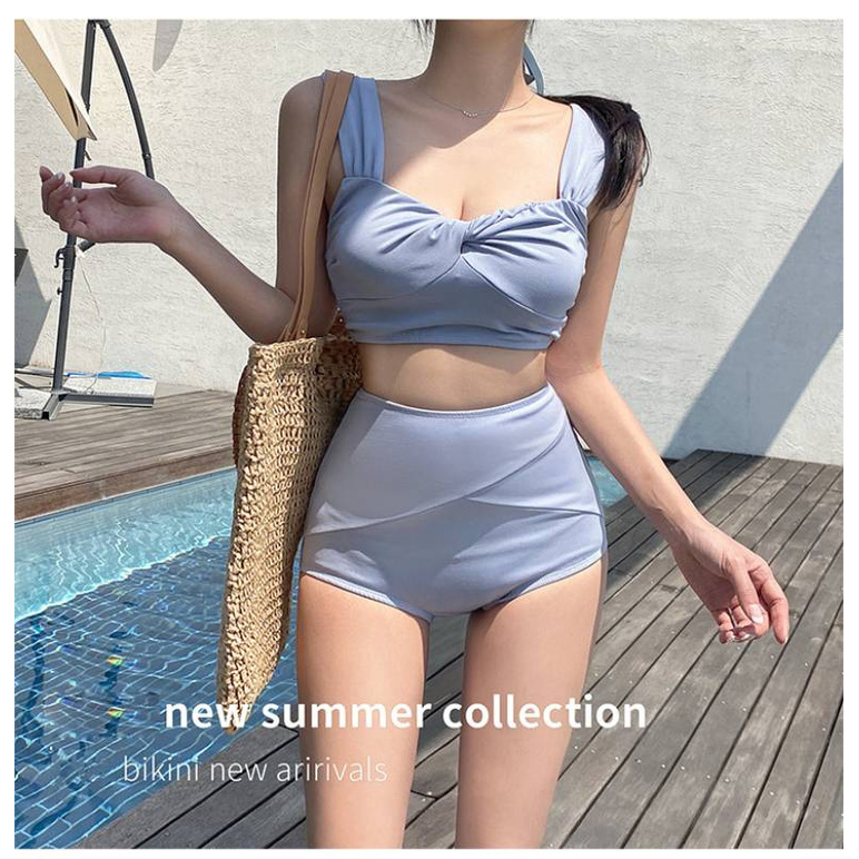 Bộ Đồ Bơi Hai Mảnh Màu Trơn Nâng Ngực Thời Trang Quyến Rũ Cho Nữ
