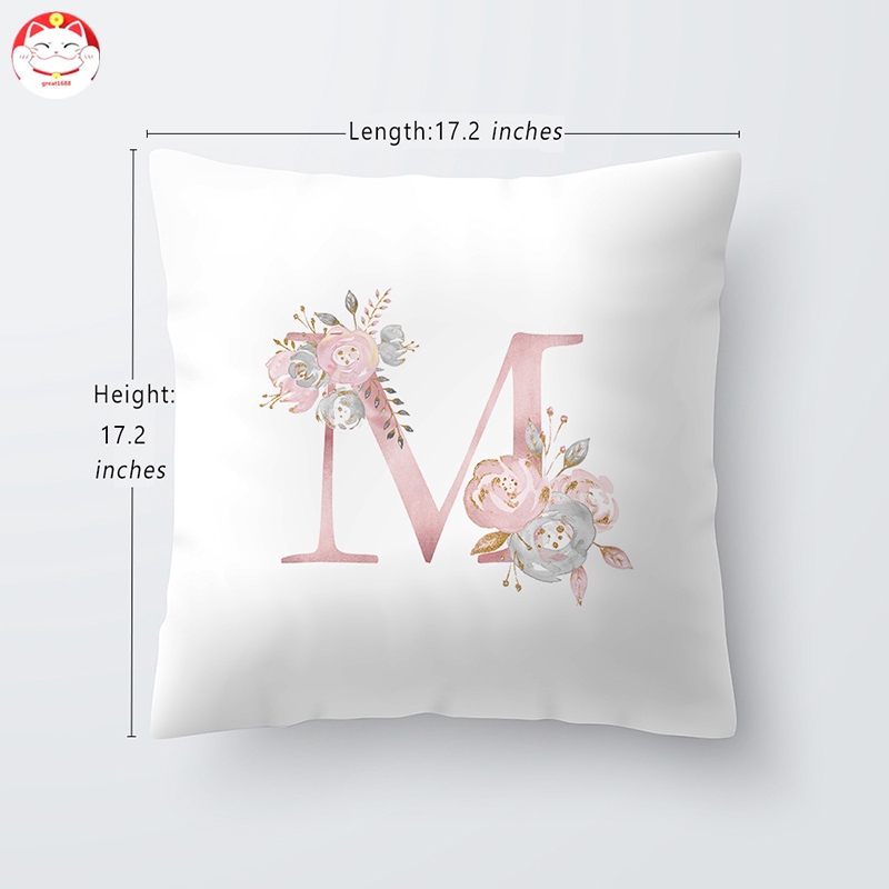 ✂GT⁂ 26 Letters Alphabet Cushion Cover Rose Gold Pattern Sofa Decor