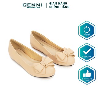 Giày bệt da lì đan nơ ge257 - genni