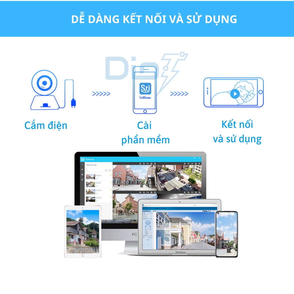 Camera wifi chống nước 2K quay đêm có màu xoay 360 độ Srihome SH039