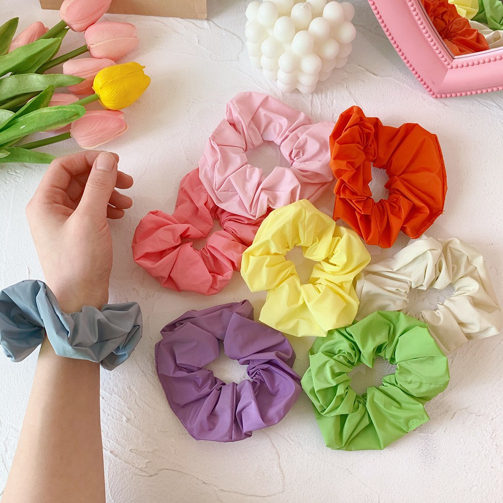 Scrunchies Cột Tóc Vải Dù Mịn Màu Tươi Colorful Candy Lolipop Cute Hot Trend