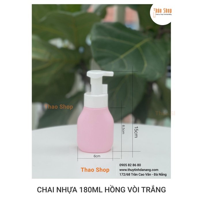 {SIÊU BÁN BUÔN/BÁN SĨ}CHAI NHỰA 180ML HỒNG VÒI TRẮNG, ĐỰNG MỸ PHẨM, CHIẾT KEM...