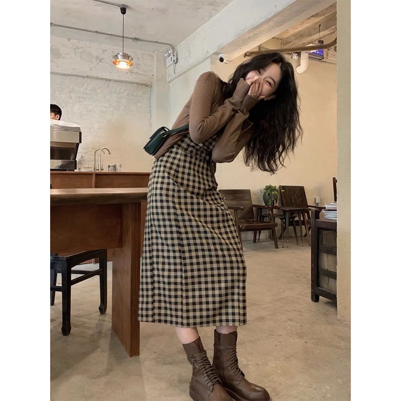 [Mã FAMARAL1 giảm 10K đơn 50K] {Có Sẵn} ĐẦM KẺ CARO 2 DÂY KÈM MẪU KHÁCH MẶC🦋 | BigBuy360 - bigbuy360.vn