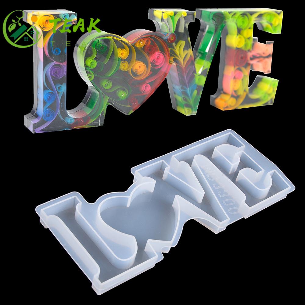 TEAK DIY Crafts Letters Resin Mold Home Decoration Jewelry Making Tool Silicone Mould LOVE/HOME Casting Epoxy Handmade|Glue Molds