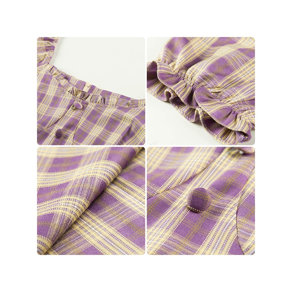 Váy Nữ Cộc Tay Kẻ Caro, Đầm Nữ Kẻ Ô Phong Cách Hàn Quốc Moda.H | BigBuy360 - bigbuy360.vn