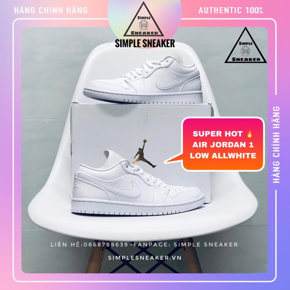 Giày Air Jordan 1 Cổ Thấp 🔴FREESHIP🔴Nike Air Jordan 1 Low Allwhite Chính Hãng - Giày Jordan 1 Full Trắng Chuẩn Auth !