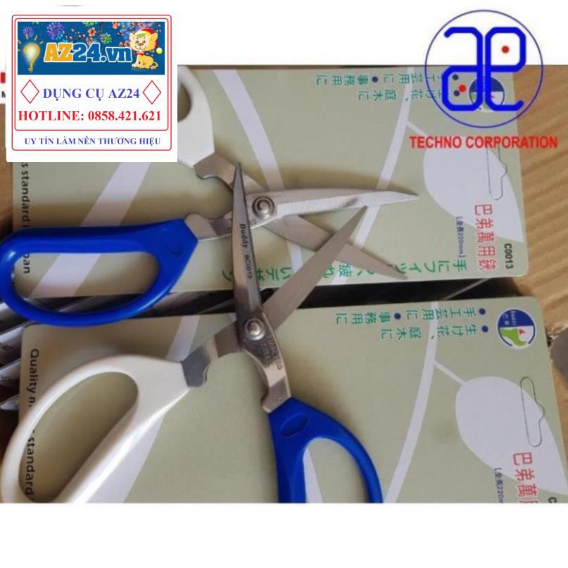 Kéo đa năng cán trắng xanh C0013 BUDDY (Đài Loan)