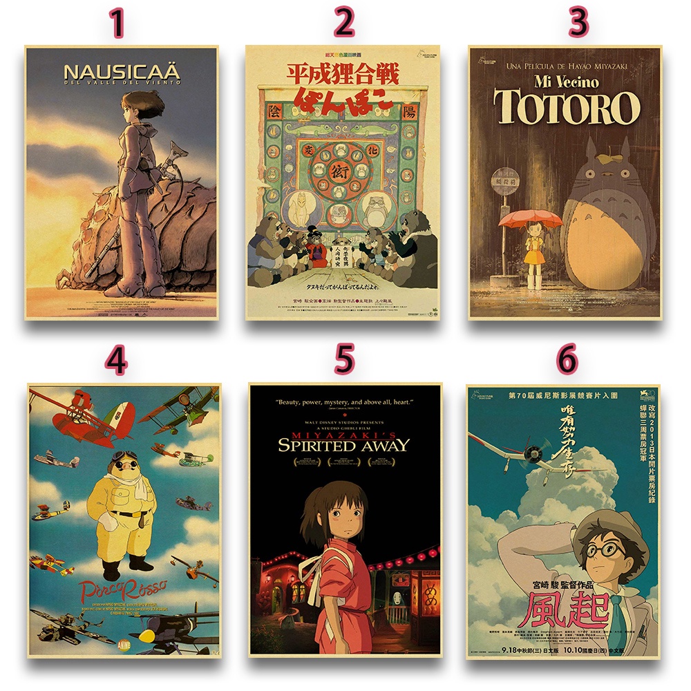Poster Anime Hayao Miyazaki Bằng Giấy Chất Lượng Cao Phong Cách Retro Dùng Để Trang Trí Nội Thất / Quán Bar MS: 326