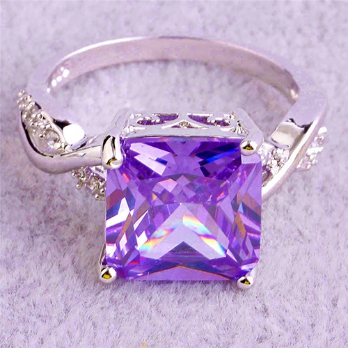 Nhẫn Đính Hôn Đính Đá Vuông Phong Cách Hàn Quốc Cho Nữ