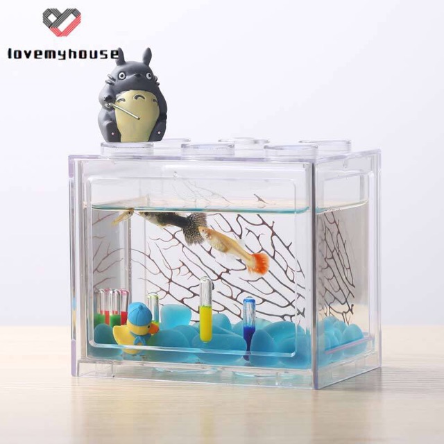 Hồ cá mini có đèn sz 12cm màu ib