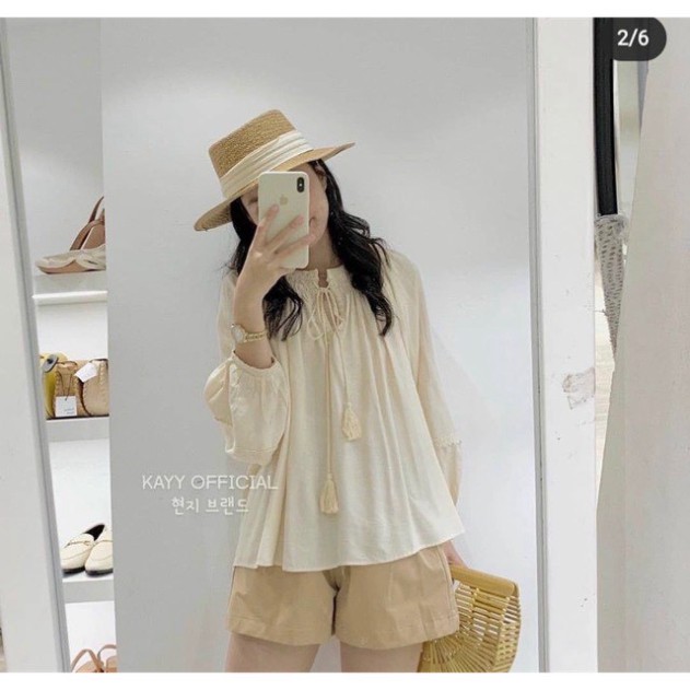 Áo babydoll cổ ren tay bèo tiểu thư Ulzzang (hàng QCCC) A 211- Có ảnh thật + video thật yannan | BigBuy360 - bigbuy360.vn