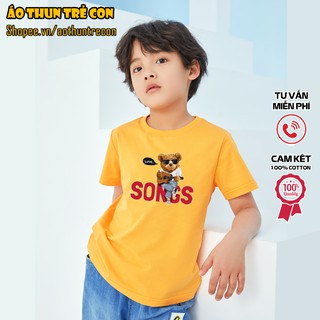 Áo Trẻ Em Ngắn Tay Cho Bé Gấu Bông Teddy Bear Đeo Kính Cool Ngầu 100% Cotton