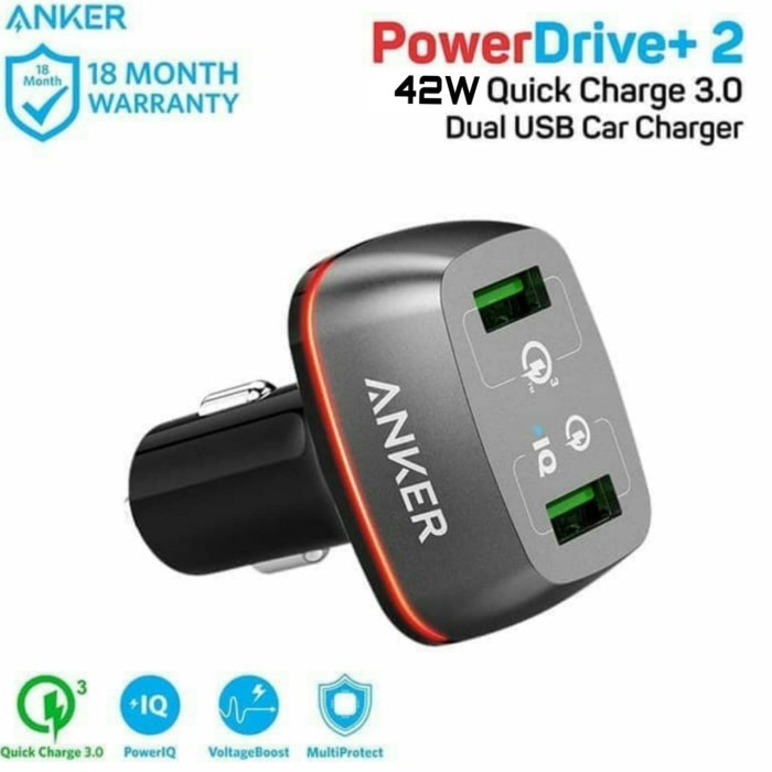 Ổ Cắm Điện Anker + 2 Cổng Sạc Usb 42W 3.0 A2221H11 agilstore012 Cho Xe Hơi