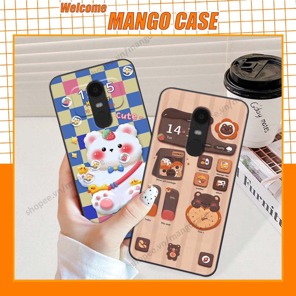 Ốp lưng Xiaomi Redmi Note 4/ Note 4x / Redmi 5 Plus hình gấu, thỏ, đồng hồ cute dễ thương
