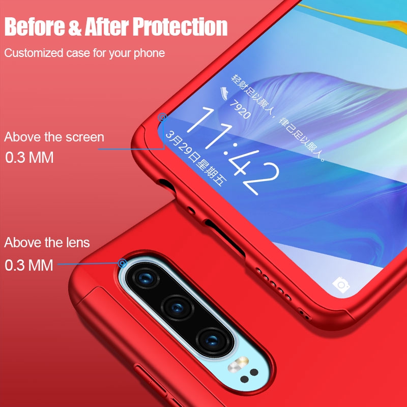 Ốp điện thoại bảo vệ 360 độ có kính cường lực cho Huawei Y6 Pro 2019 Y7 Pro 2019 Honor 8X