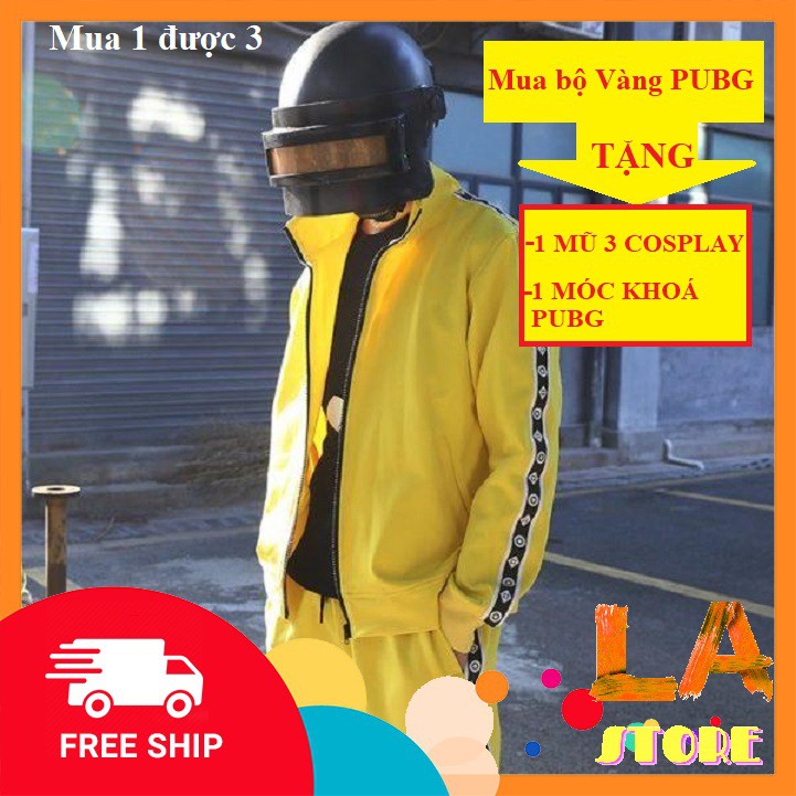 [TẶNG MŨ 3 ] COSPLAY PUBG BỘ ĐỒ VÀNG|PUBG TRACK SUIT BANANA CHẤT NỈ ĐẸP