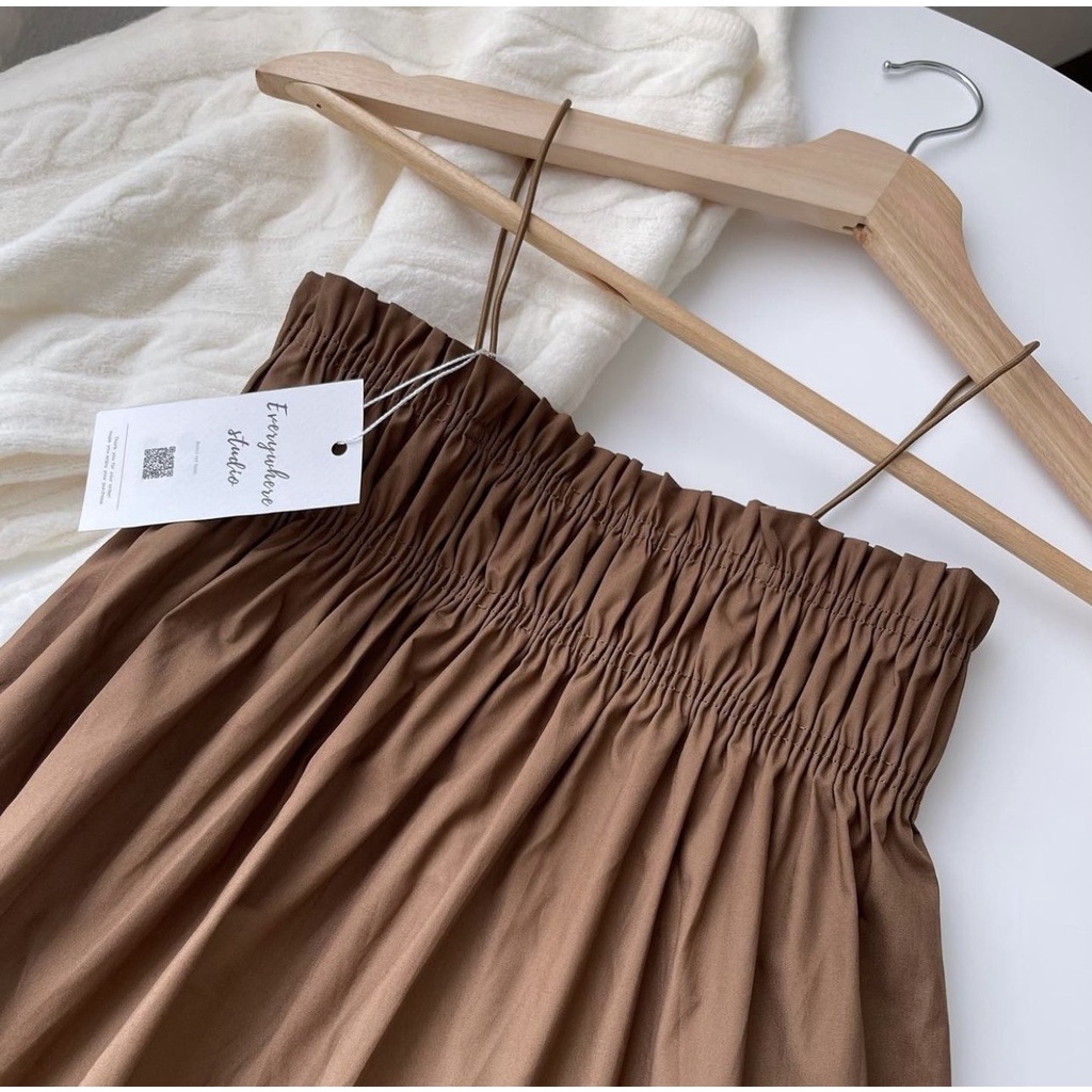 ÁO HAI DÂY TRƠN CHUN NGỰC CHẤT COTTON BỘT THOẢI MÁI - EWY TOP