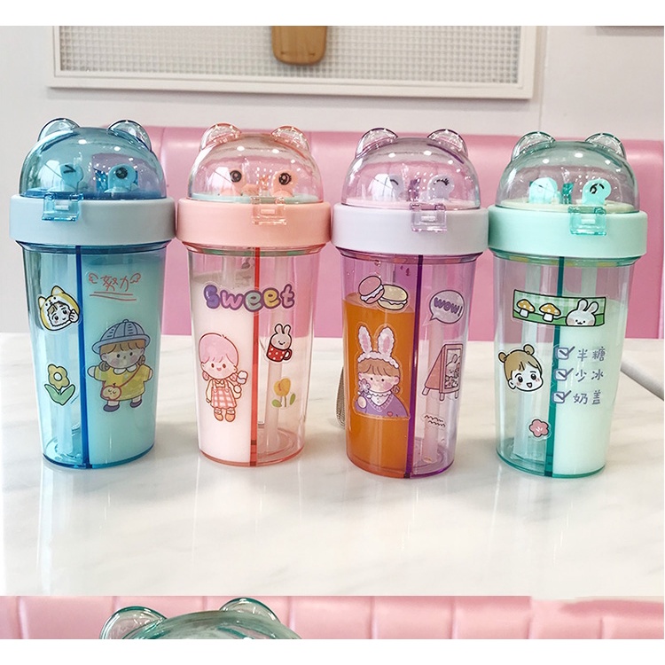 Bình nước tai gấu 2 ngăn phong cách sáng tạo