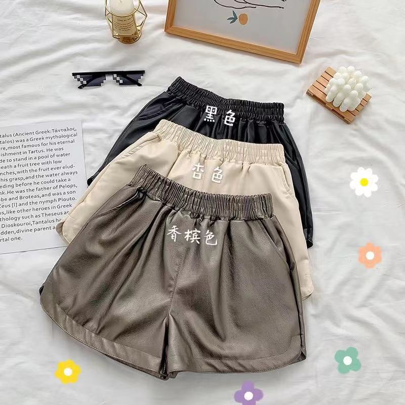 Quần short da lưng cao ống rộng thời trang cá tính | BigBuy360 - bigbuy360.vn