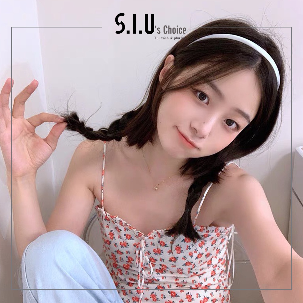 Bờm cài tóc lụa satin băng đô tóc trơn mảnh phong cách Hàn Quốc Siu's Choice-SIUPK8