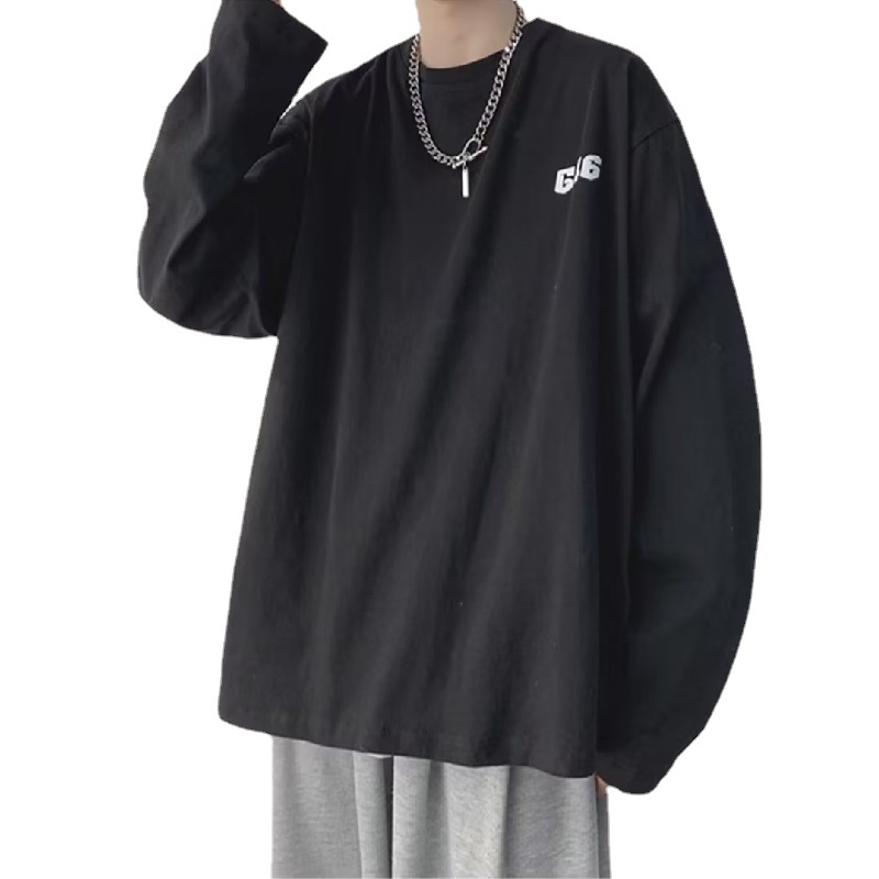 Áo Thun Tay Dài Dáng Rộng In Chữ Hoạt Hình Thoải Mái Thời Trang Cho Nam Và Nữ Size M-5XL