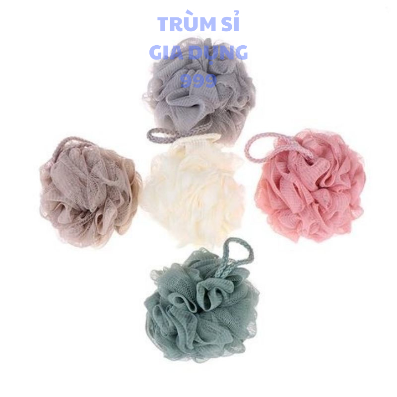 Bông tắm tròn hai màu tạo bọt tốt ,bông tắm tạo bọt nhà tắm có móc treo