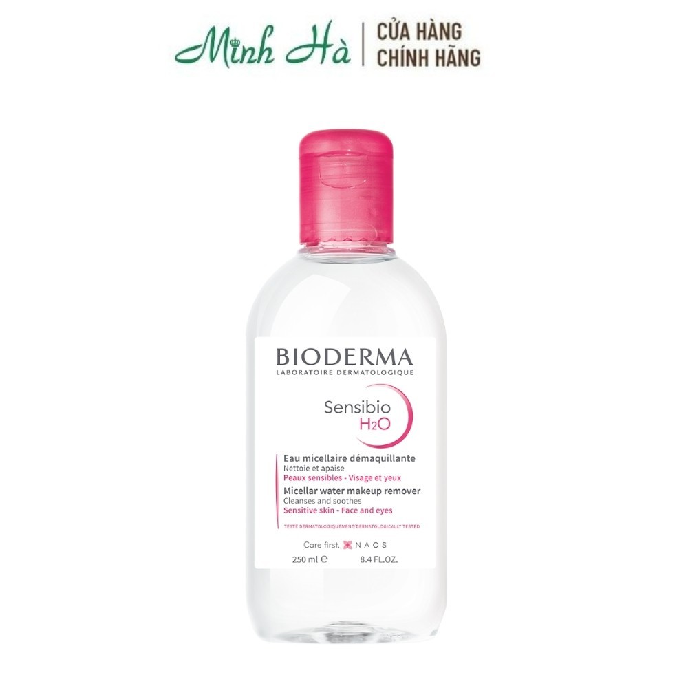 Nước tẩy trang Bioderma Crealine H2O Micelle Solution 250ml màu hồng dành cho da nhạy cảm - mỹ phẩm MINH HÀ cosmetics