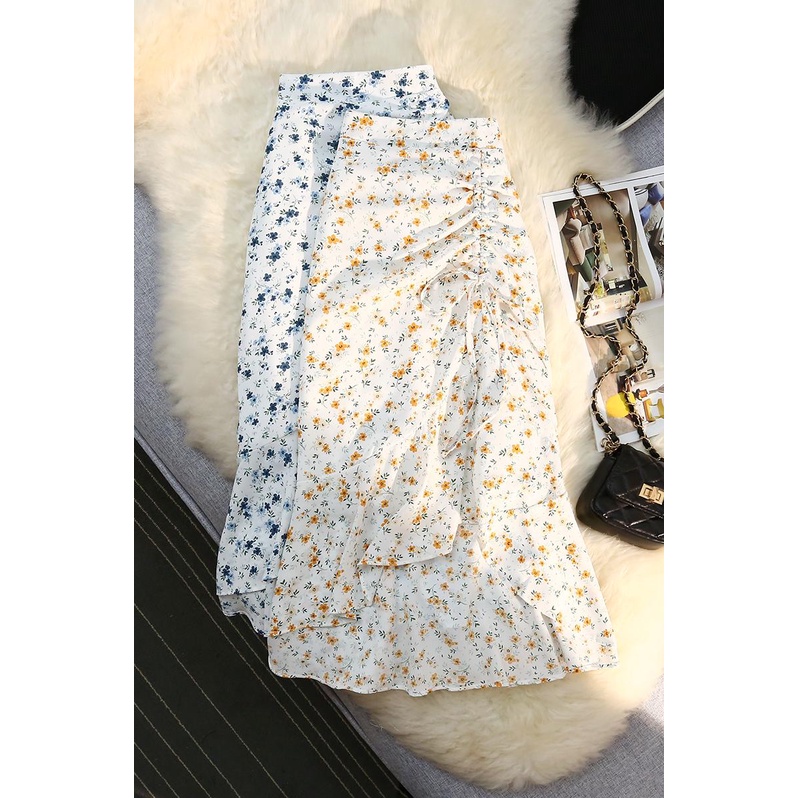 Chân Váy Voan Hoa Đuôi Cá Dài Qua Gối Thời Trang Mùa Hè 2023 Thiết Kế Không Đồng Đều Phong Cách Mới Cho Nữ