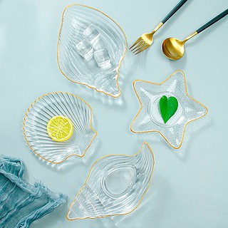 Chén dĩa thủy tinh kiểu dáng vỏ sò vỏ ốc ngôi sao biển