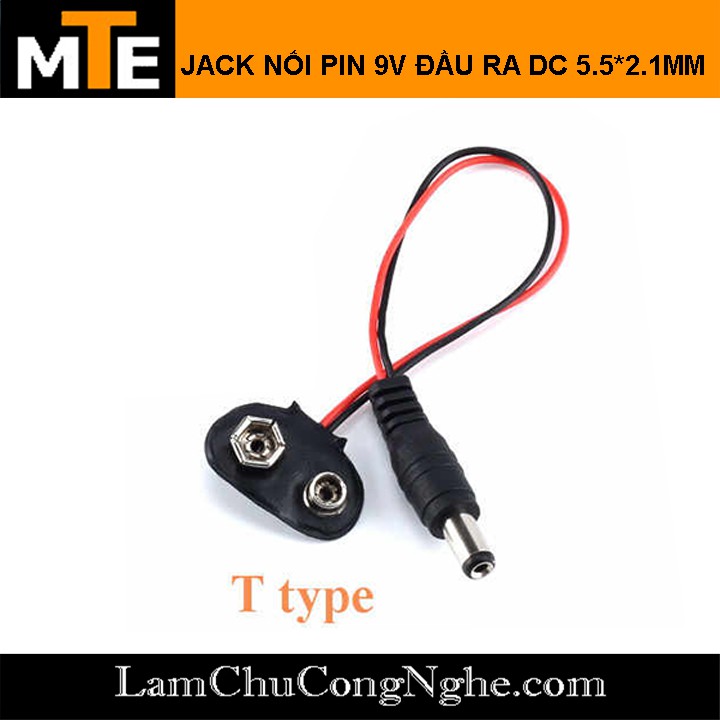 Dây nối đế pin 9V ra Jack DC 5.5*2.1mm