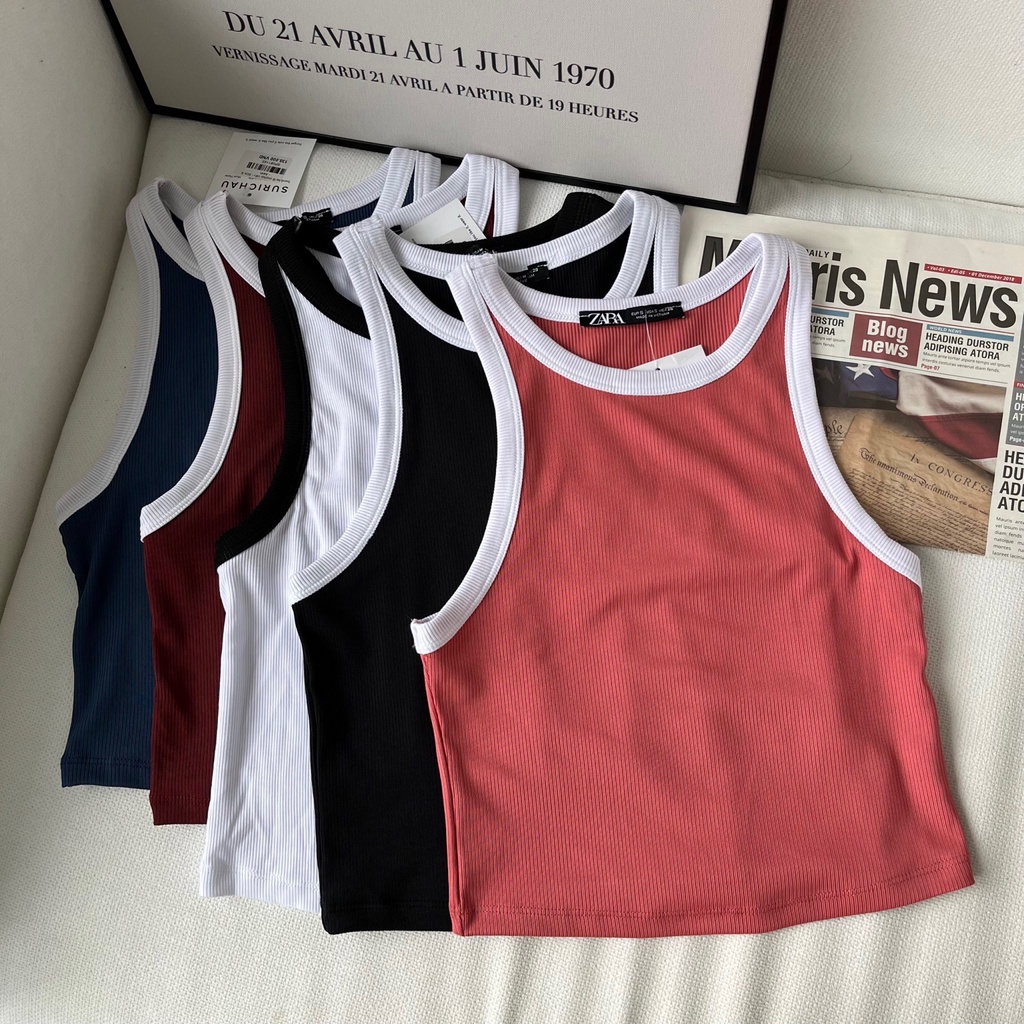 Áo ba lỗ croptop viền