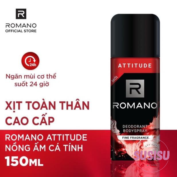 Xịt khử mùi nước hoa nam Romano Deodorant Bodyspray 150ml/Lăn nách nam ROMANO Attitude / Classic Deodorant Roll-on 50ml