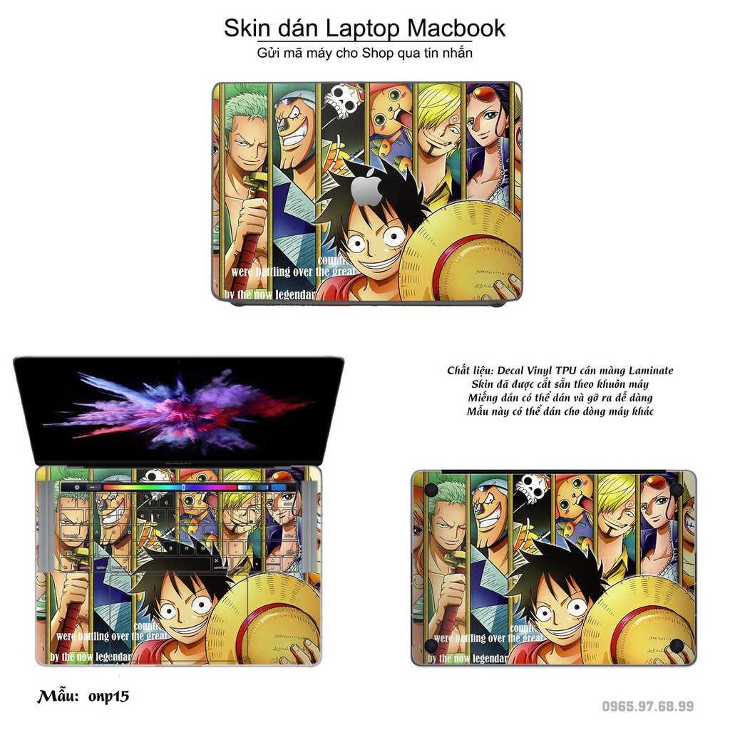 Skin dán Macbook mẫu One Piece (đã cắt sẵn, inbox mã máy cho shop)