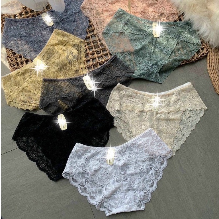 Quần lót ren xuyên thấu siêu gợi cảm quyến rũ KIMCHIBIKINI chip nữ sexy thiết kế họa tiết QL160