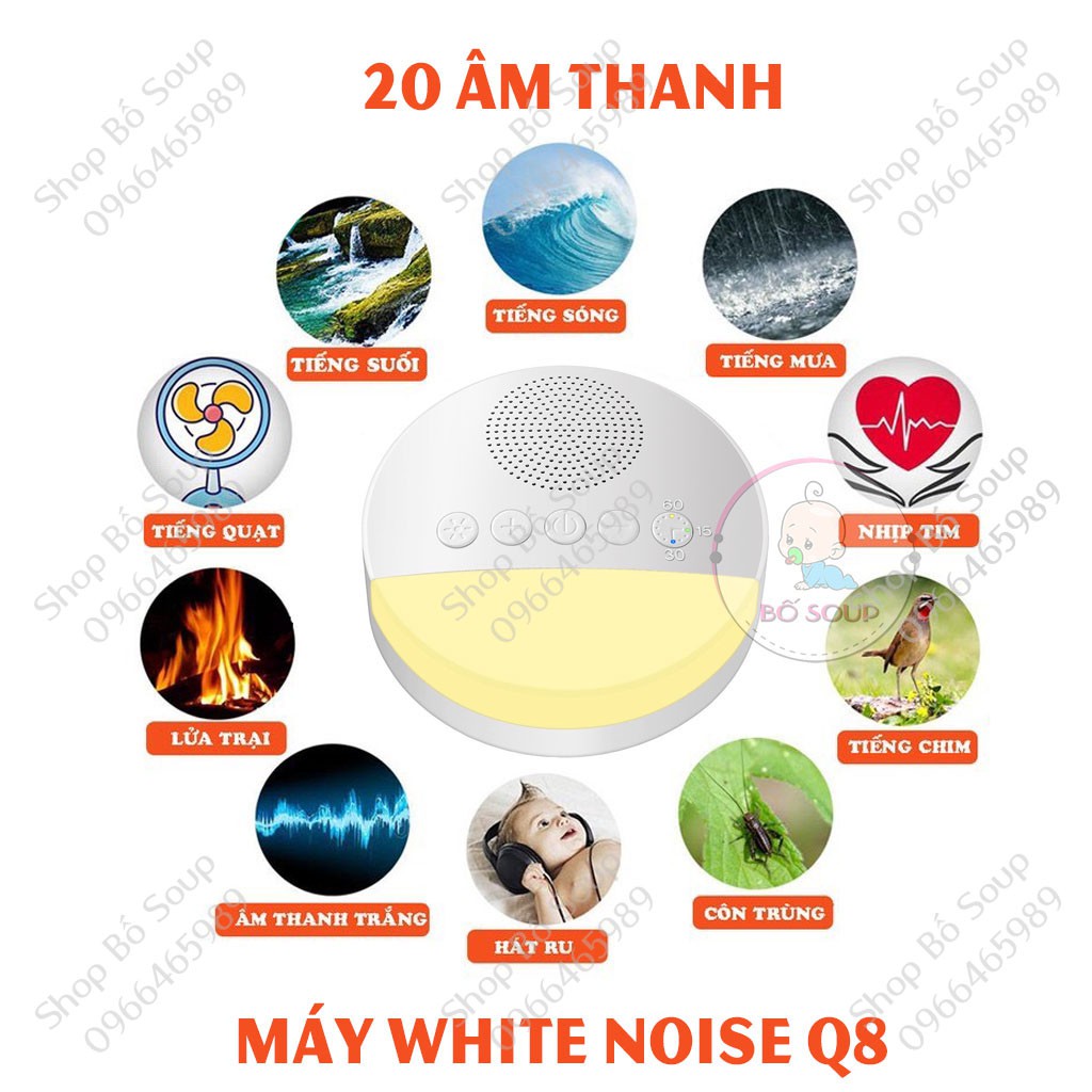 Máy Nghe Tiếng Ồn Trắng (máy white noise tạo tiếng ru giúp bé ngủ ngon, sâu giấc) Shop Bố Soup