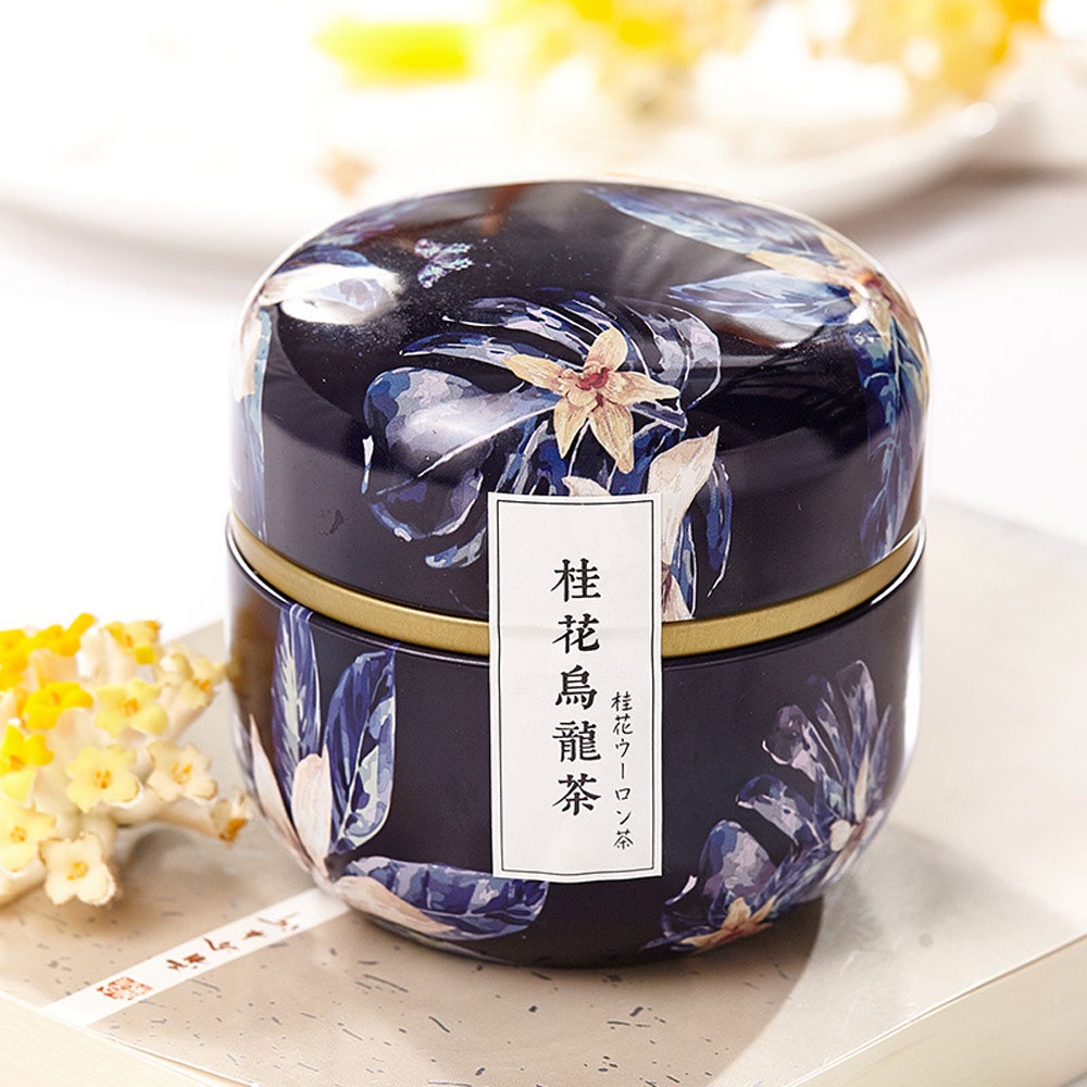 Hộp thiếc tròn nhỏ đựng trà/kẹo/trái cây đa năng phong cách Nhật Bản